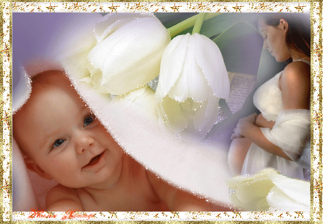 З Днем Матері, немовля і мама - анімовані листівки, привітання